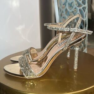 Badgley Mischka Sparkling Gold Strappy Heels